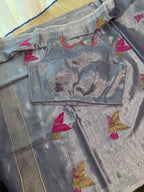 Tissue Jamdani Saree with Allover Motifs- Grey