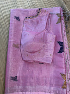Tissue Jamdani Saree with Allover Motifs- Pink 1