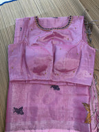 Tissue Jamdani Saree with Allover Motifs- Pink 1