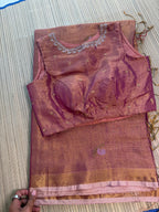 Tissue Jamdani Saree with Allover Motifs- Rose gold