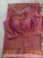 Tissue Jamdani Saree with Allover Motifs- Rose gold