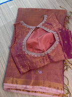 Tissue Jamdani Saree with Allover Motifs- Rose gold