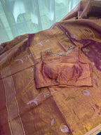 Tissue Jamdani Saree with Allover Motifs- Orange