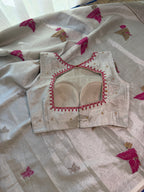 Tissue Jamdani Saree with Allover Motifs- White