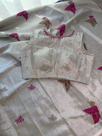 Tissue Jamdani Saree with Allover Motifs- White