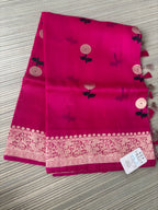 Pink Benaras Kora Silk Saree with Brocade Blouse