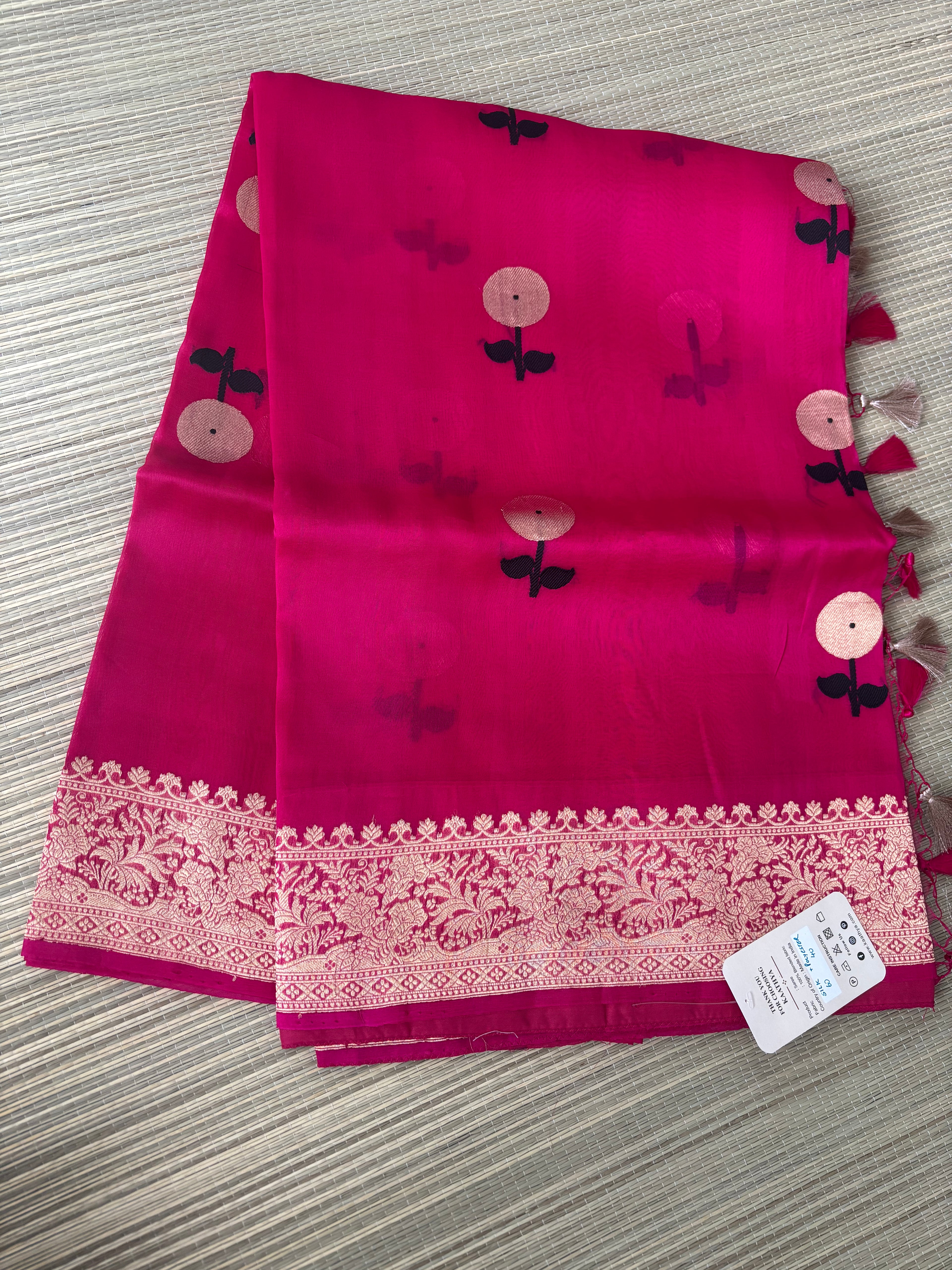Pink Benaras Kora Silk Saree with Brocade Blouse
