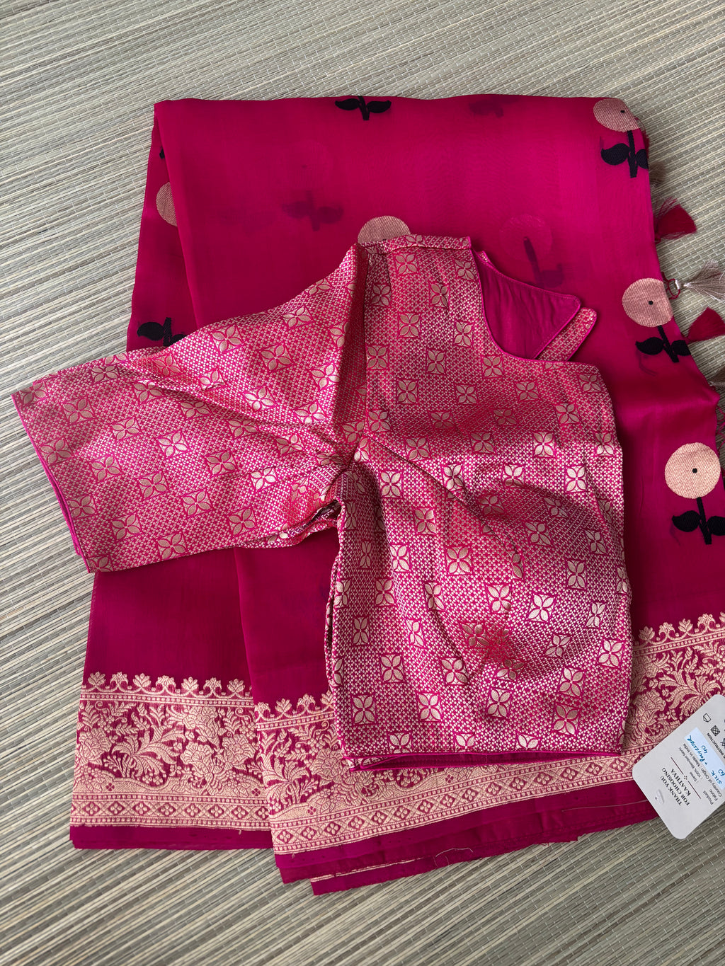 Pink Benaras Kora Silk Saree with Brocade Blouse