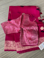 Pink Benaras Kora Silk Saree with Brocade Blouse
