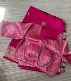 Pink Benaras Kora Silk Saree with Brocade Blouse