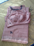 Tissue Jamdani Saree with Allover Motifs- Pink 2