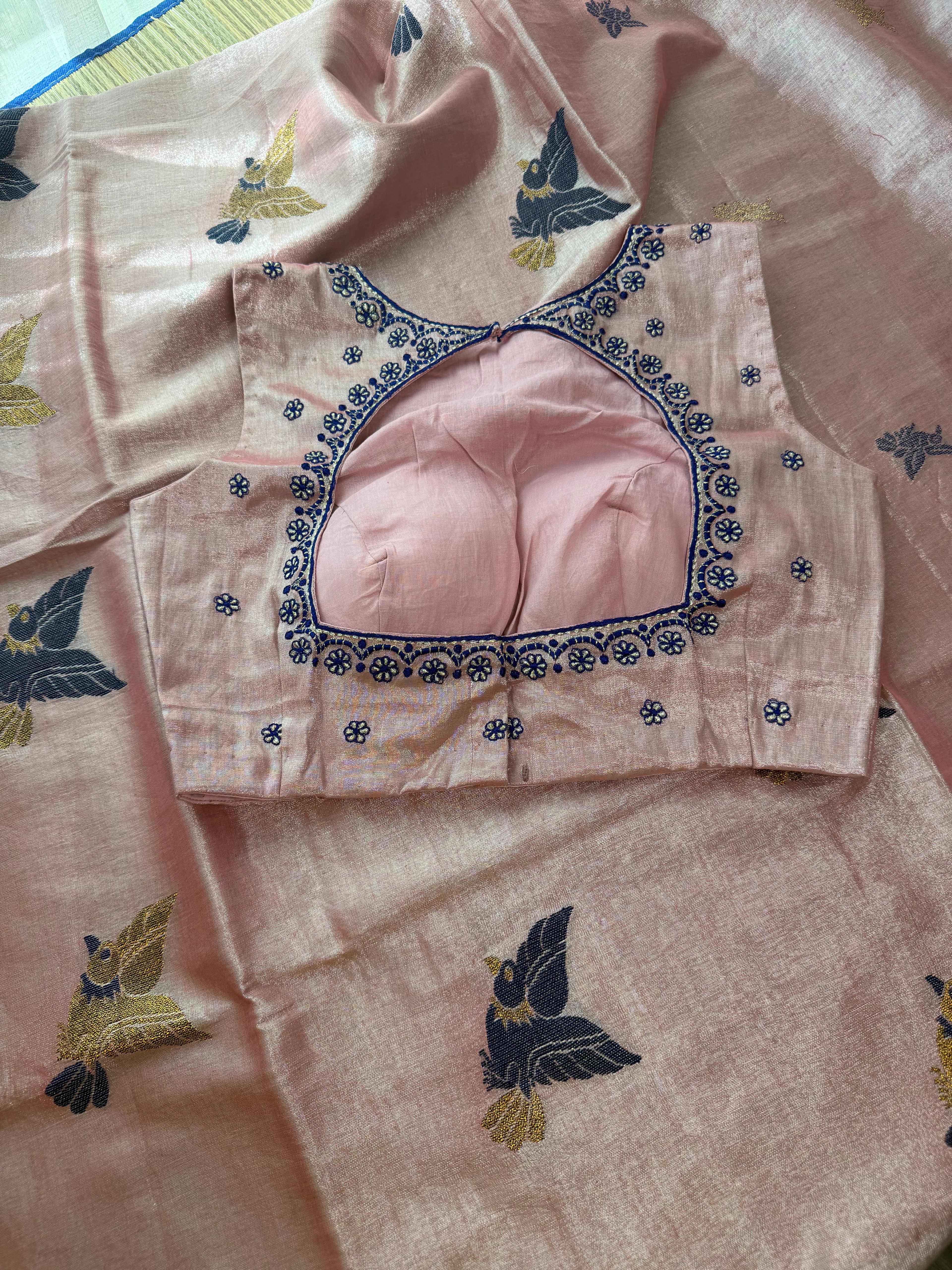 Tissue Jamdani Saree with Allover Motifs- Pink 2