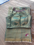 Tissue Jamdani Saree with Allover Motifs- Green