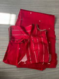 Red Benaras Silk Saree with Sparrow Motifs & Designer Blouse