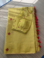 Tissue Jamdani Saree with Allover Motifs- Yellow