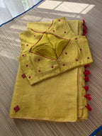 Tissue Jamdani Saree with Allover Motifs- Yellow