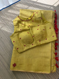 Tissue Jamdani Saree with Allover Motifs- Yellow