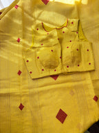 Tissue Jamdani Saree with Allover Motifs- Yellow