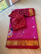 Pure Zari Kota Saree with Kanchi Fusion Border
