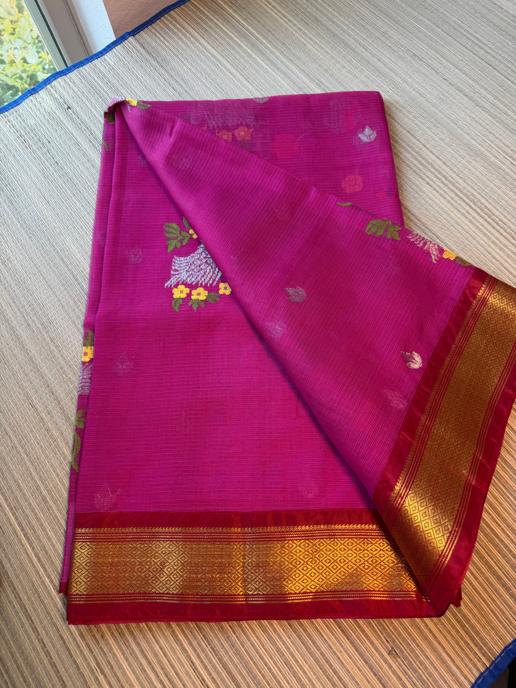Pure Zari Kota Saree with Kanchi Fusion Border