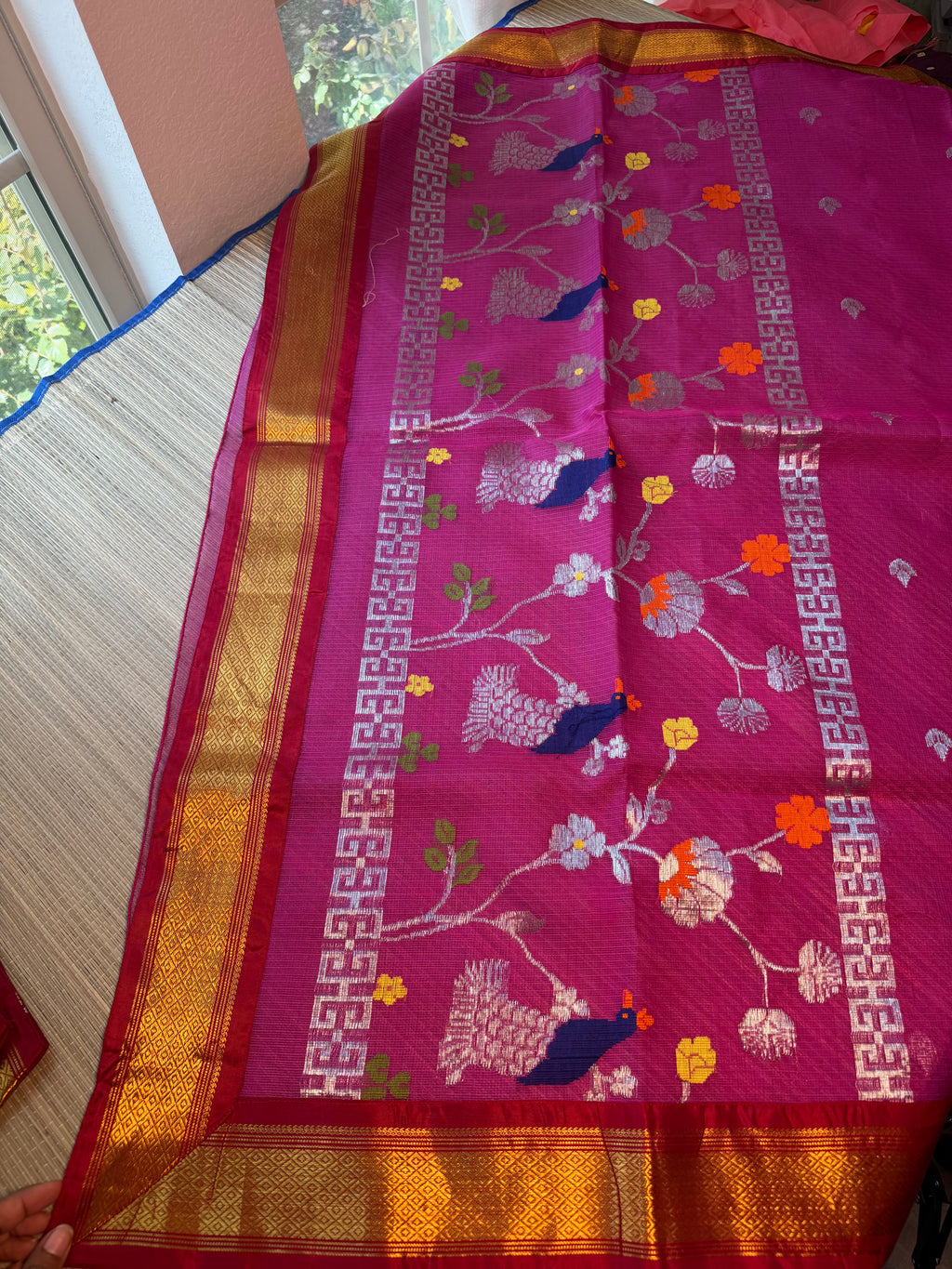 Pure Zari Kota Saree with Kanchi Fusion Border