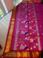Pure Zari Kota Saree with Kanchi Fusion Border