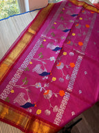 Pure Zari Kota Saree with Kanchi Fusion Border