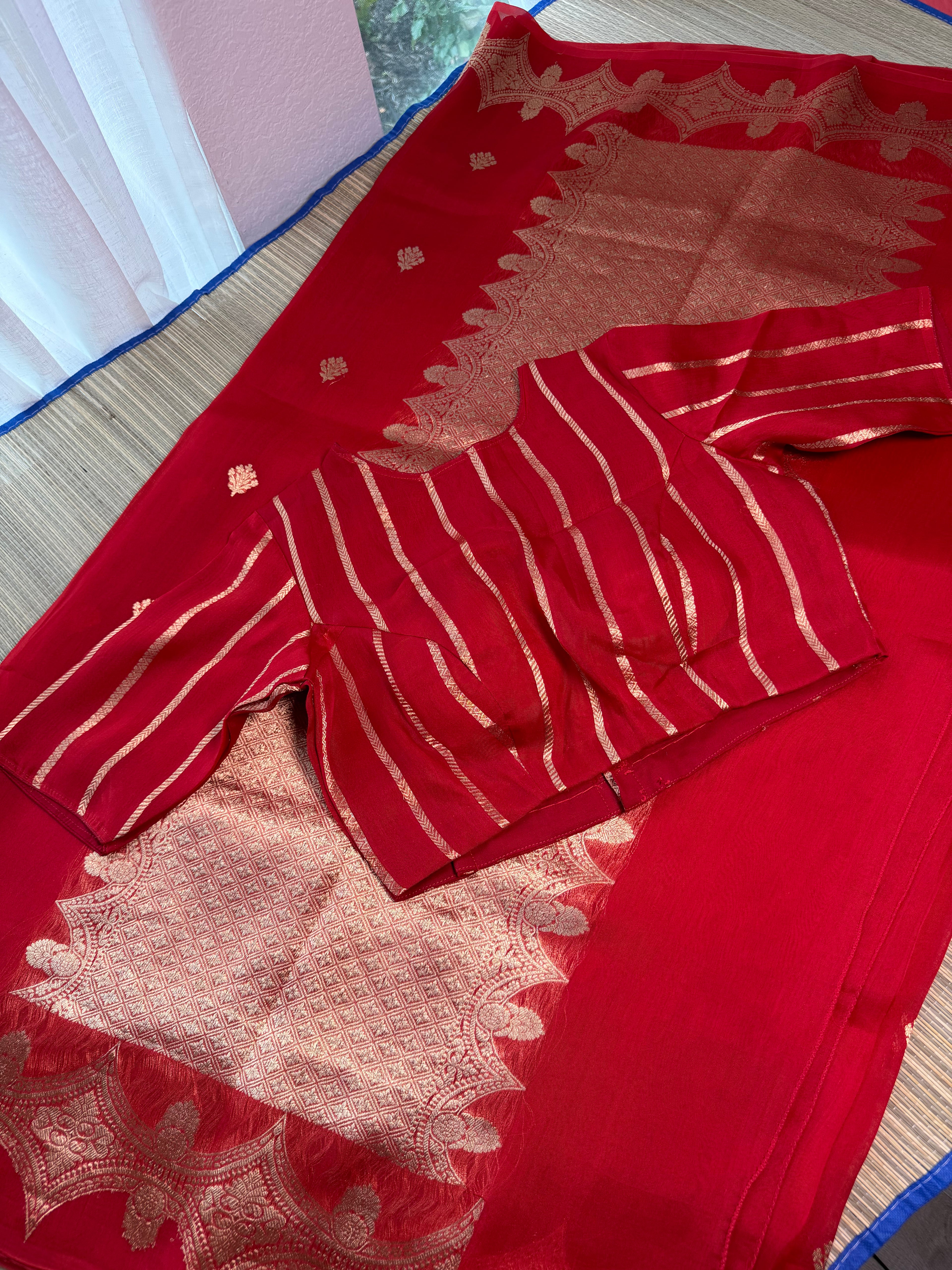 Kora Organza Saree with Stitched Blouse