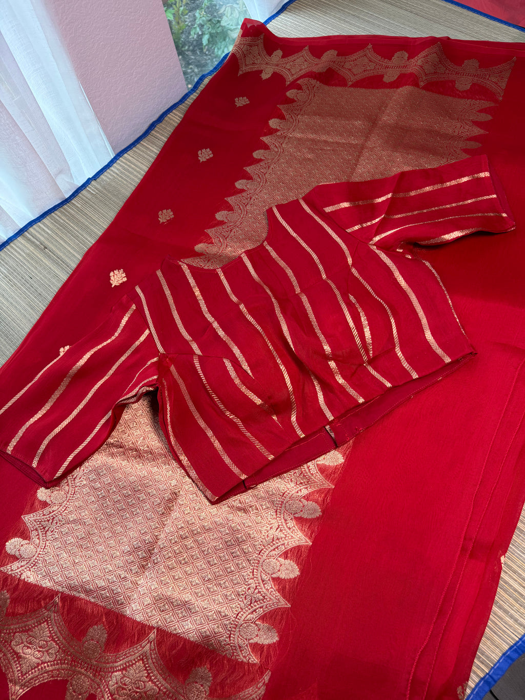 Kora Organza Saree with Stitched Blouse
