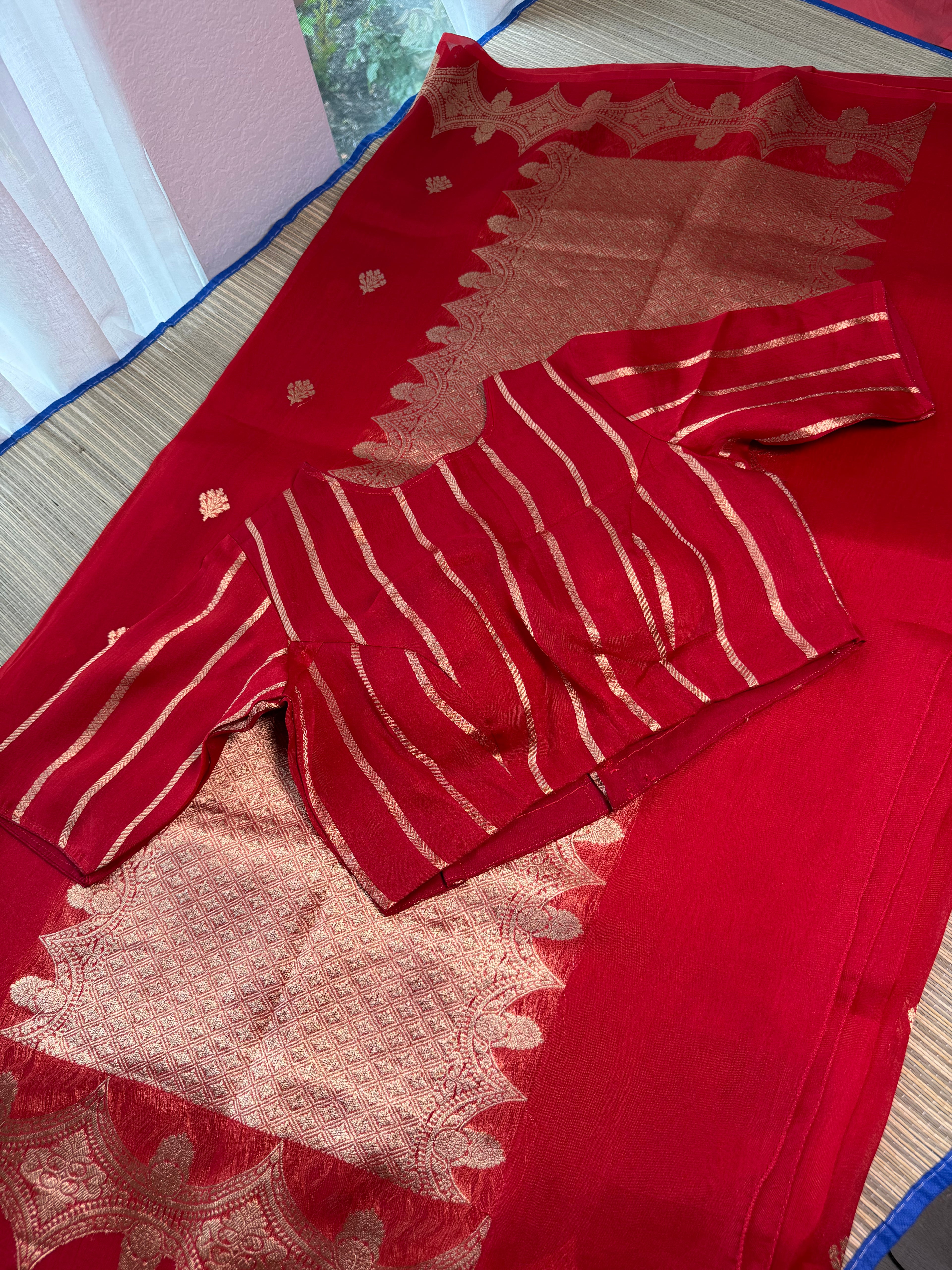 Kora Organza Saree with Stitched Blouse