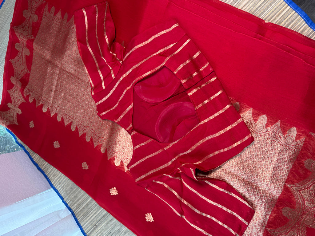 Kora Organza Saree with Stitched Blouse