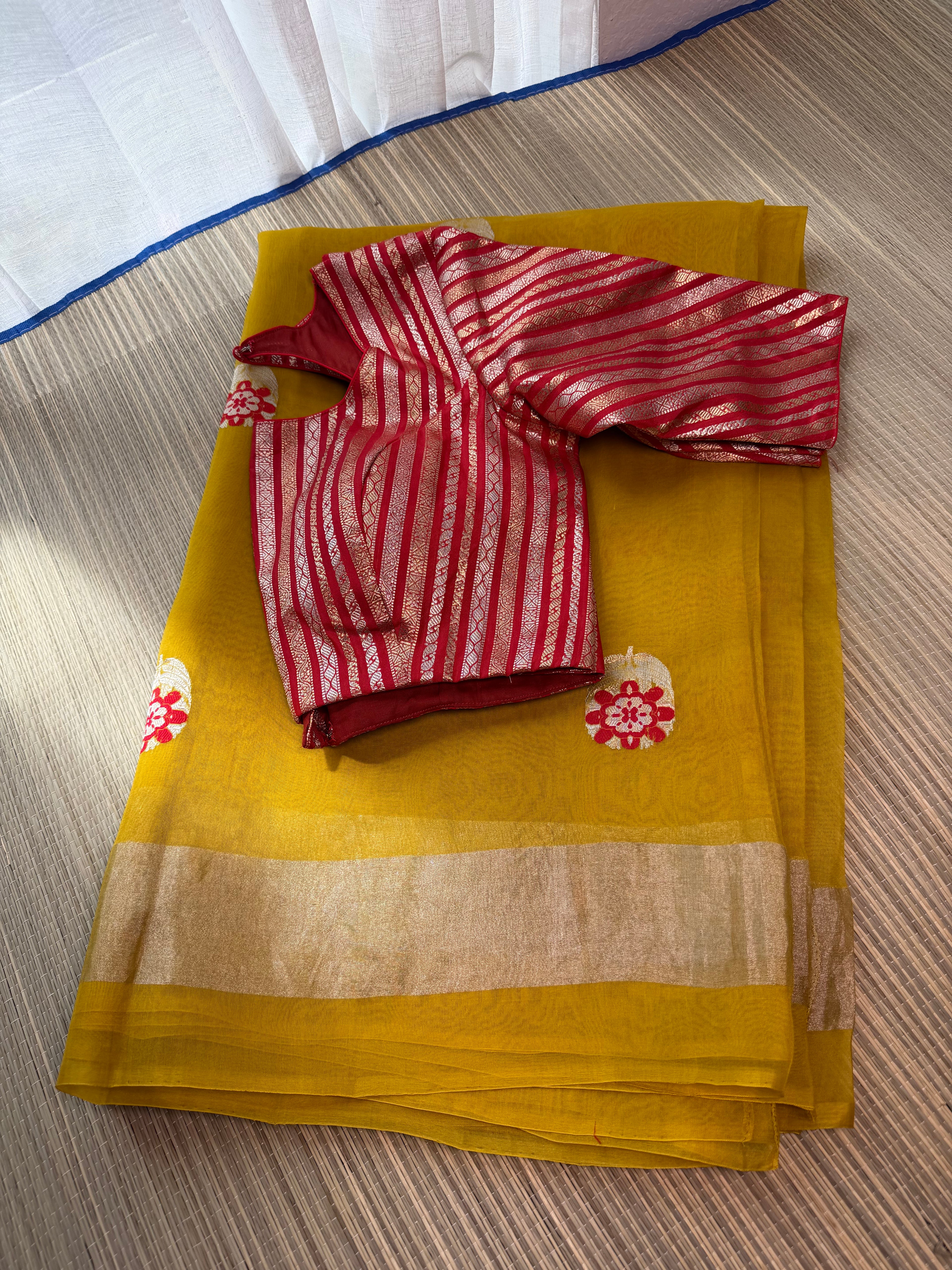 Kora Organza Saree with Rich Brocade Blouse