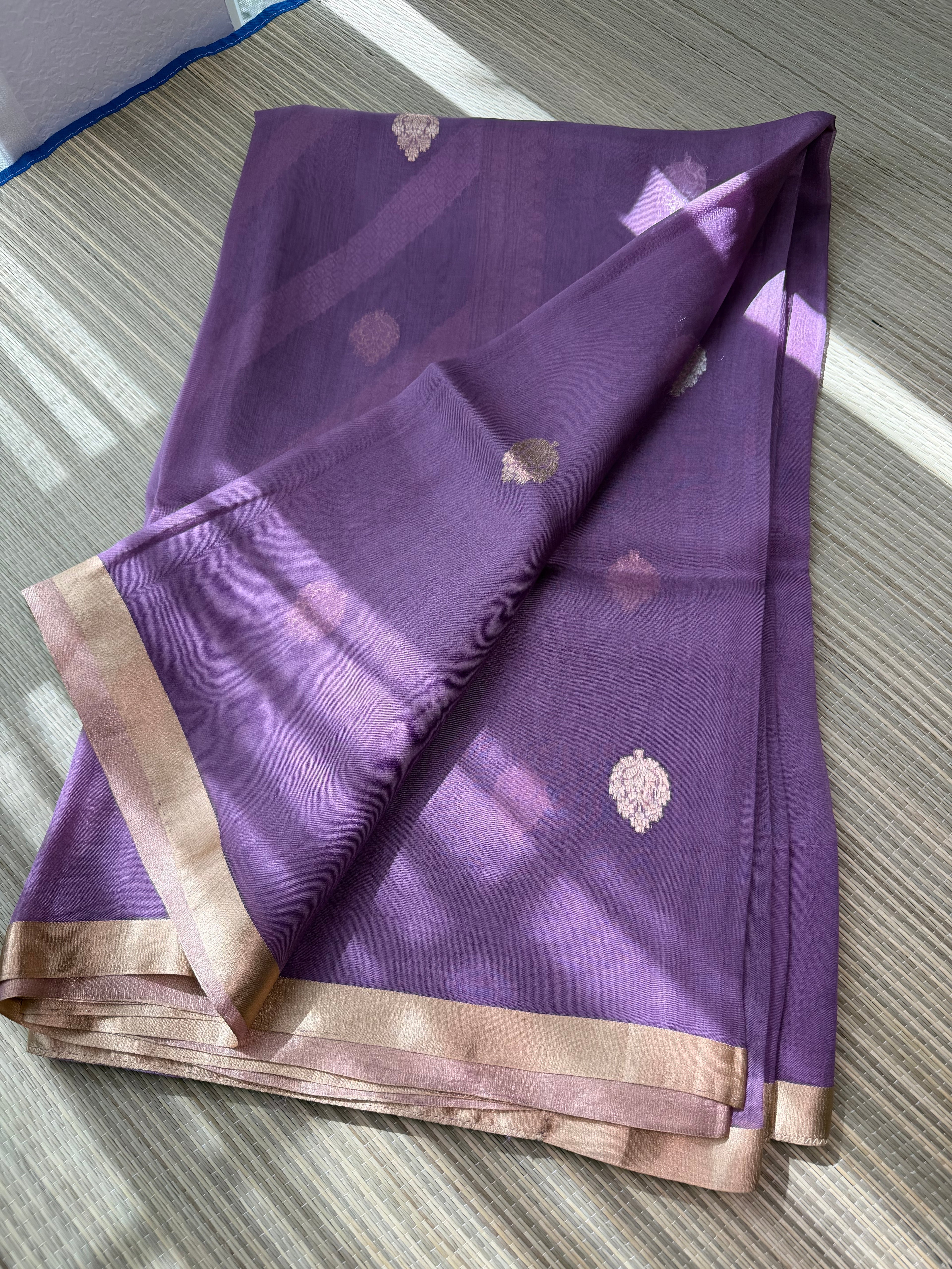 Kora Organza Saree with Rich Brocade Blouse - Mauve