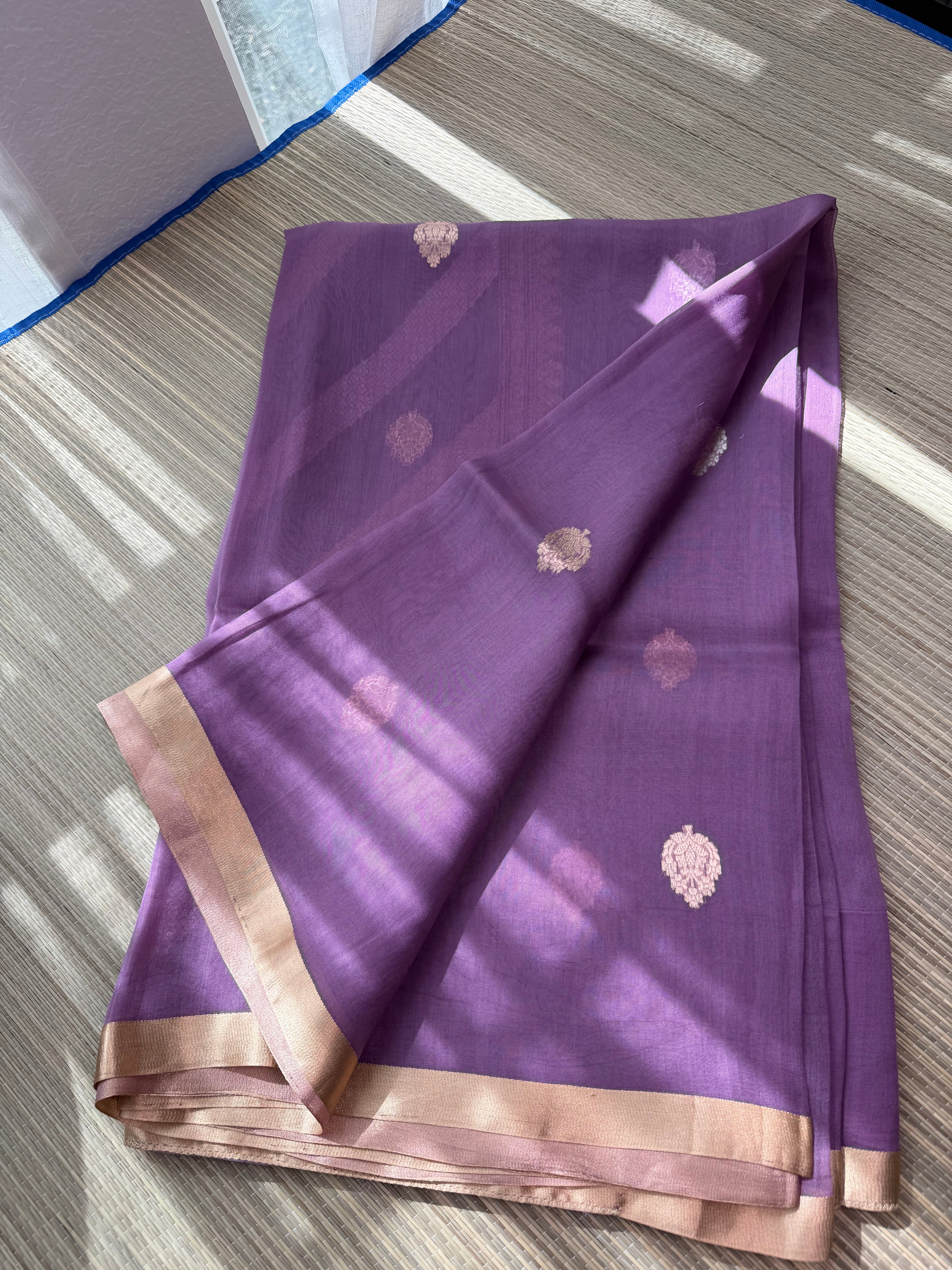 Kora Organza Saree with Rich Brocade Blouse - Mauve