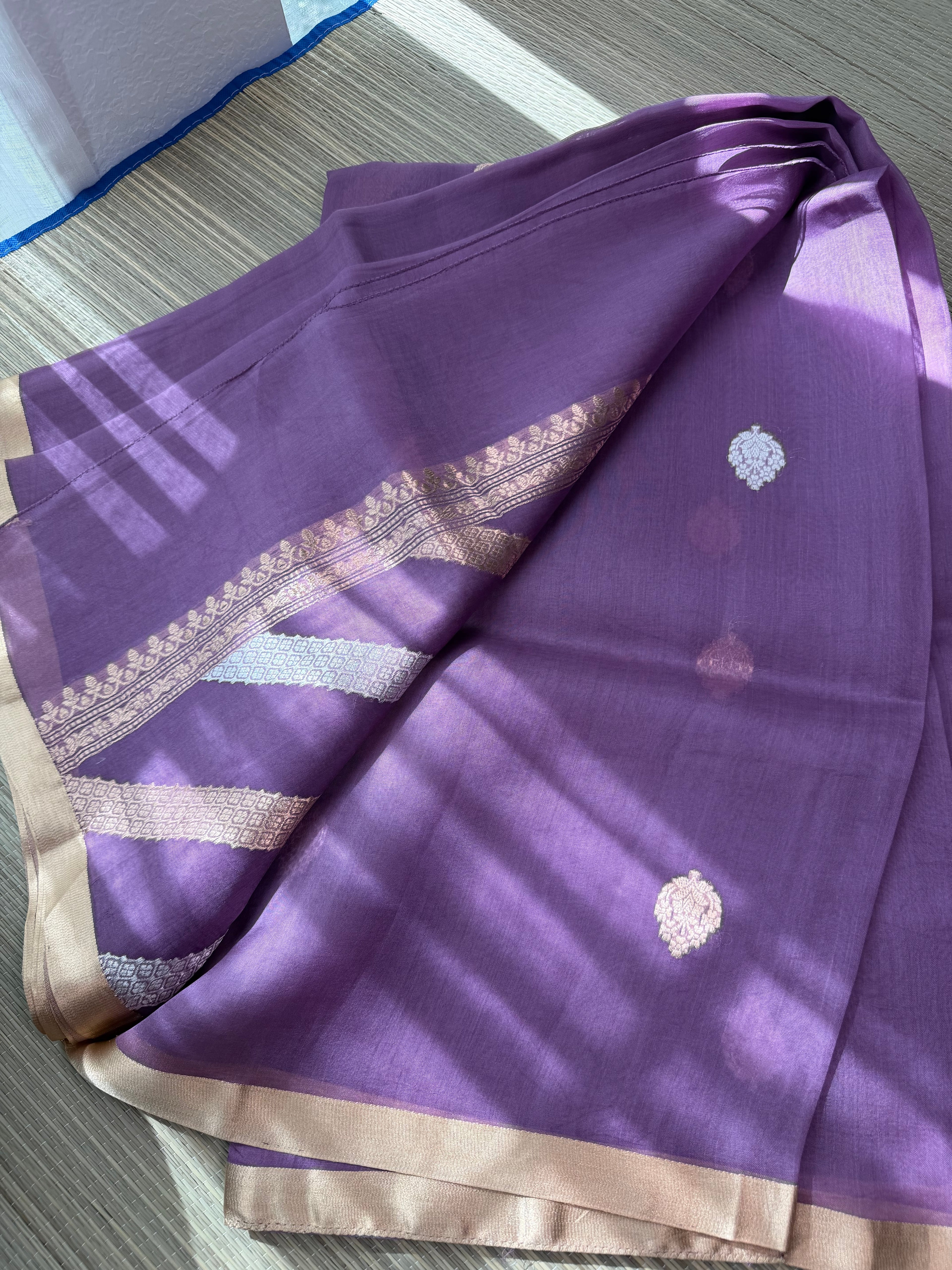 Kora Organza Saree with Rich Brocade Blouse - Mauve