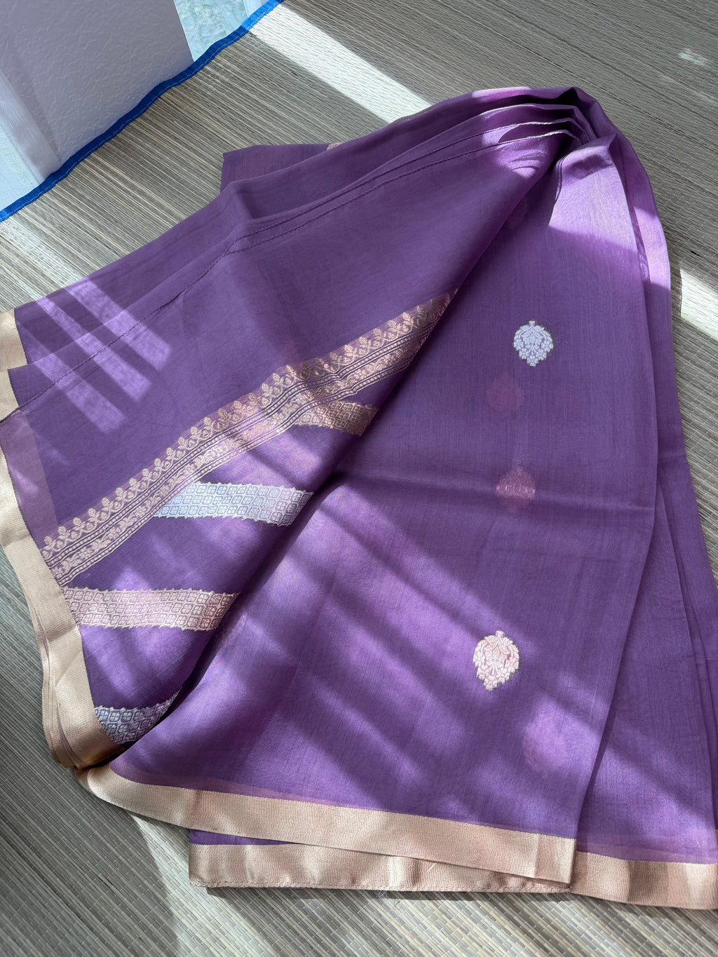 Kora Organza Saree with Rich Brocade Blouse - Mauve