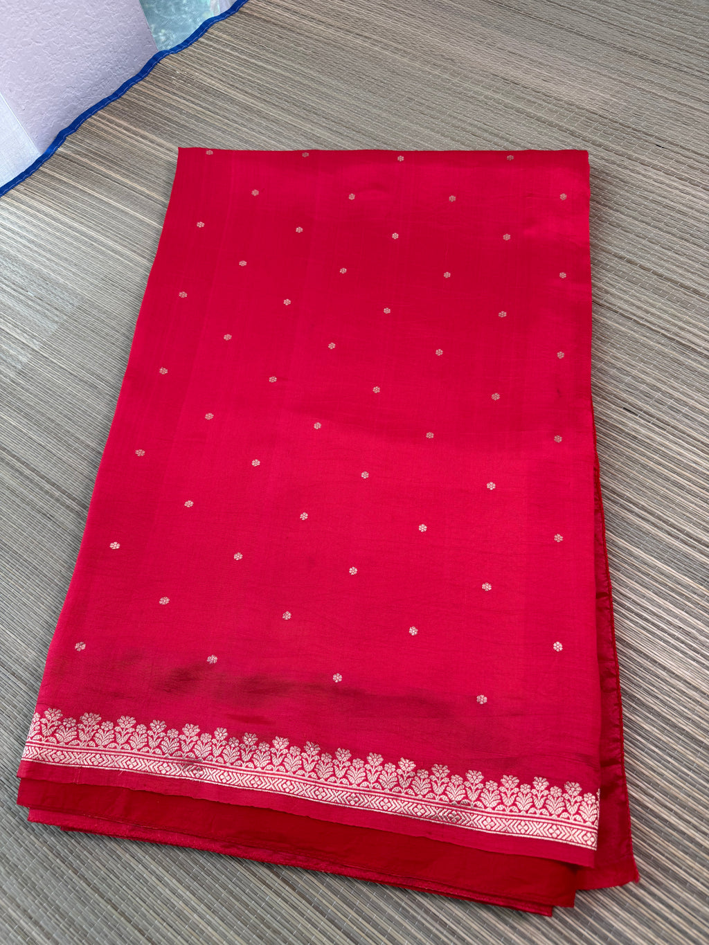 Red Benares Saree  with brocade blouse