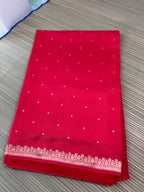 Red Benares Saree  with brocade blouse
