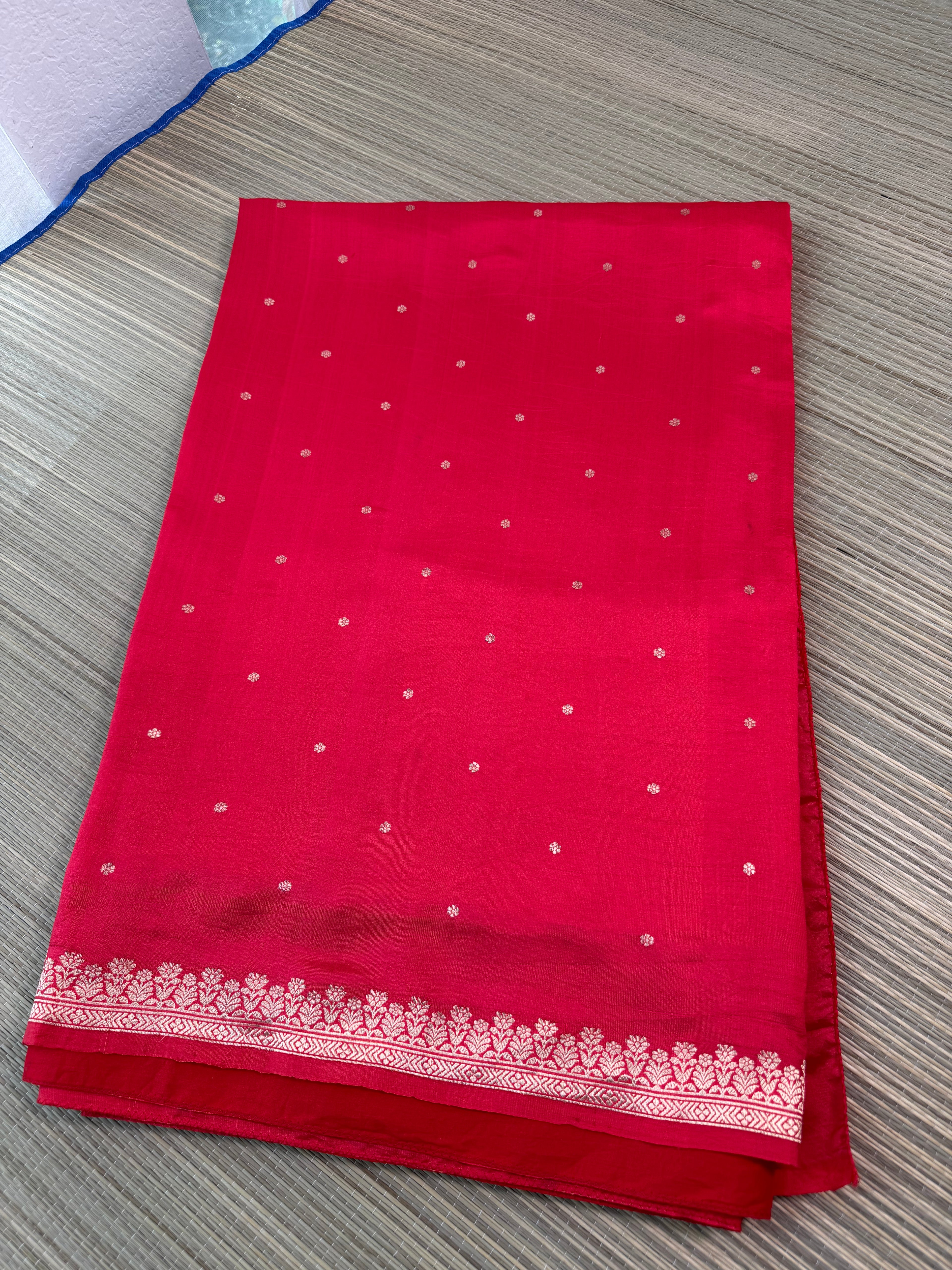 Red Benares Saree  with brocade blouse