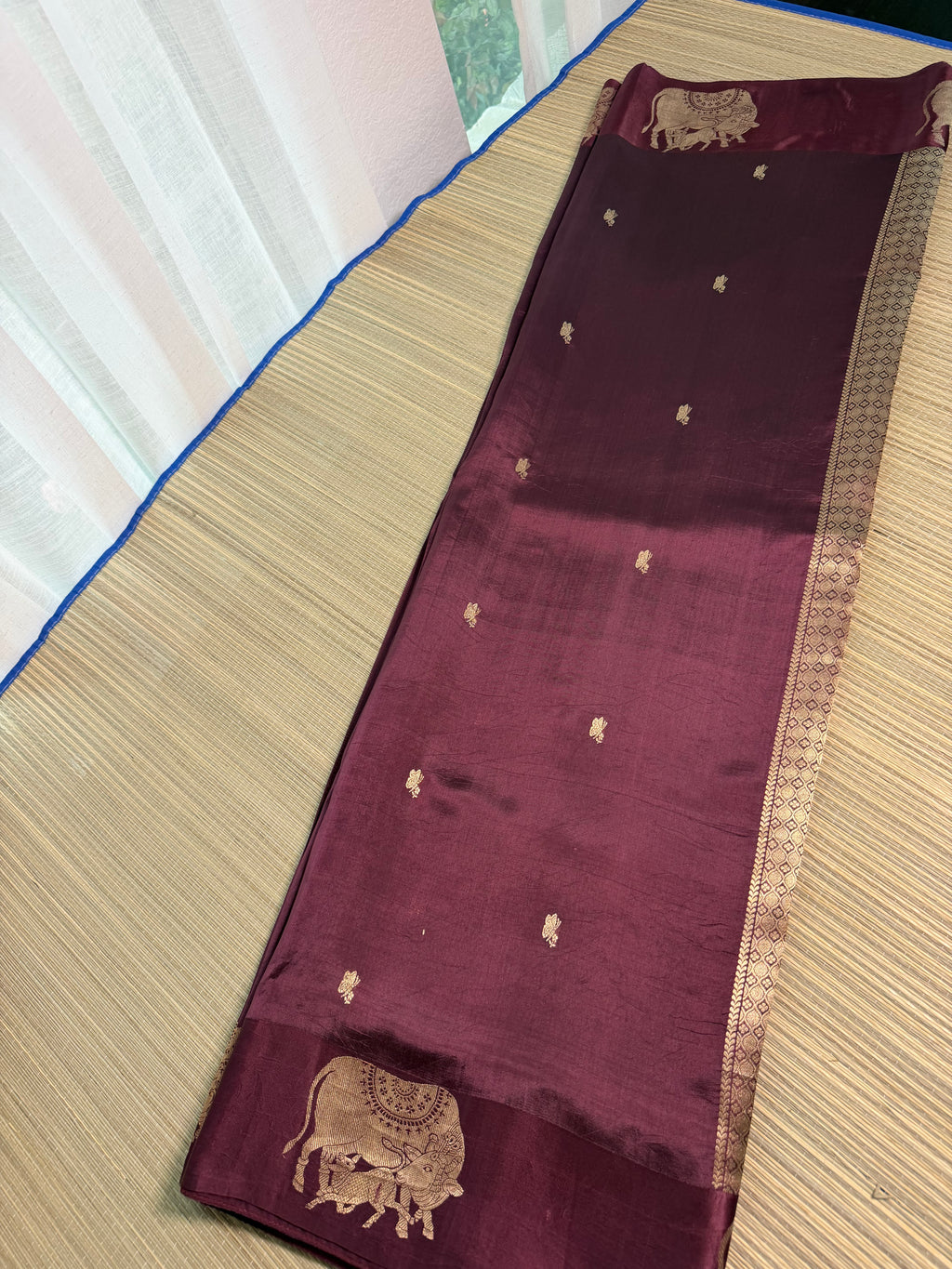 Wine Benarasi Silk Saree with Brocade Blouse