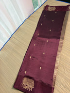Wine Benarasi Silk Saree with Brocade Blouse