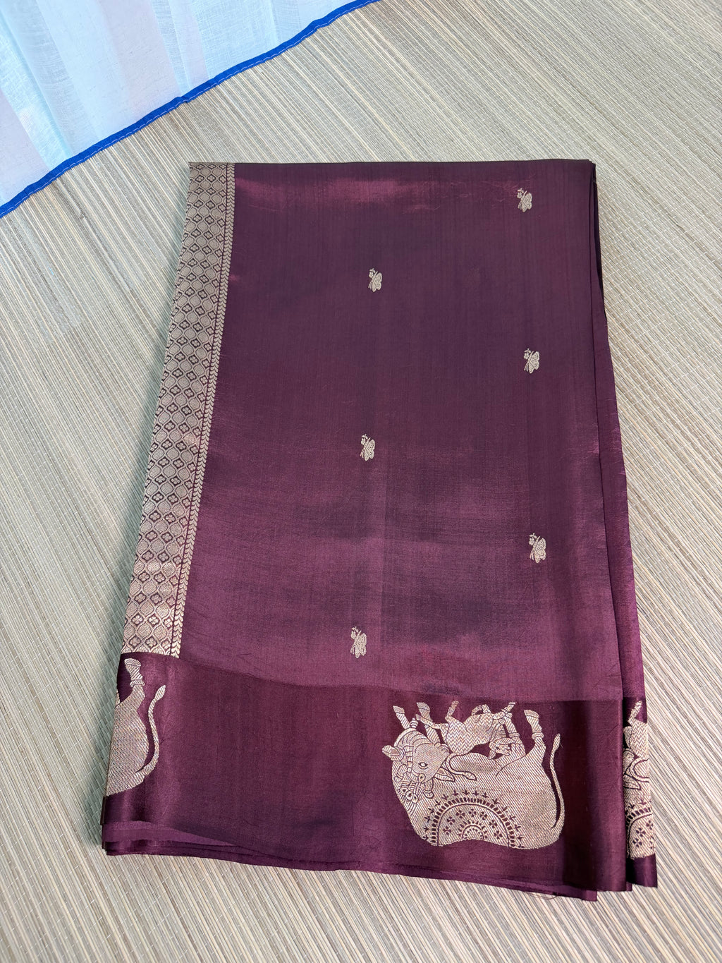 Wine Benarasi Silk Saree with Brocade Blouse
