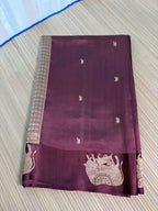 Wine Benarasi Silk Saree with Brocade Blouse