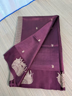 Wine Benarasi Silk Saree with Brocade Blouse