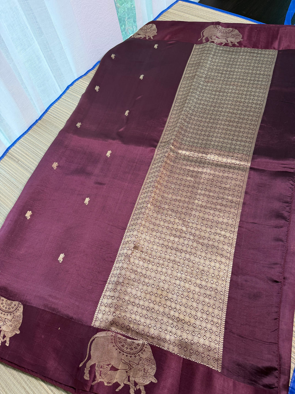 Wine Benarasi Silk Saree with Brocade Blouse