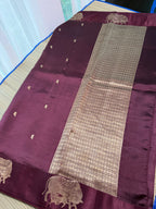 Wine Benarasi Silk Saree with Brocade Blouse