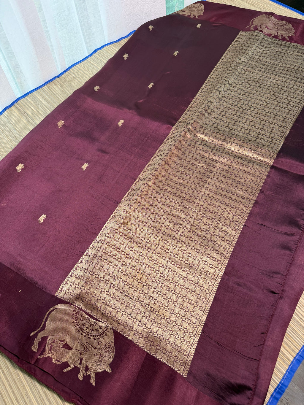 Wine Benarasi Silk Saree with Brocade Blouse