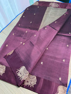 Wine Benarasi Silk Saree with Brocade Blouse