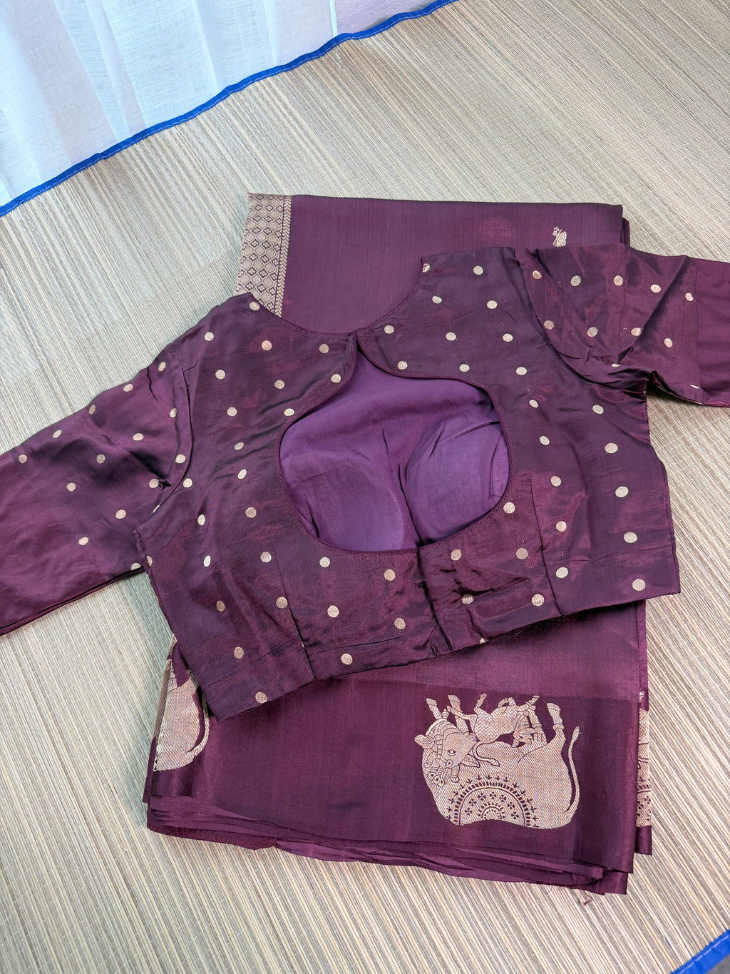 Wine Benarasi Silk Saree with Brocade Blouse