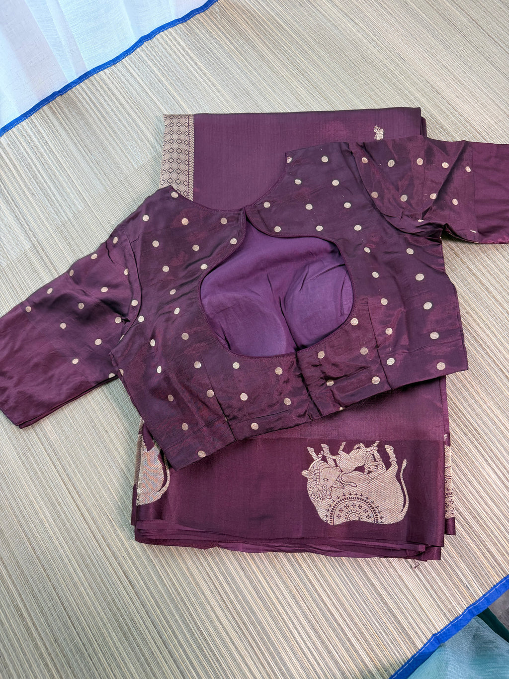 Wine Benarasi Silk Saree with Brocade Blouse
